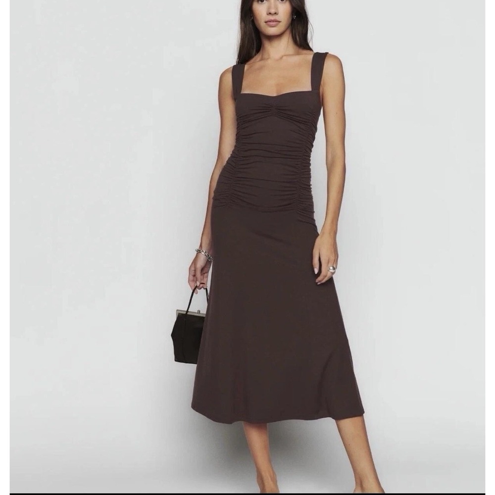 Reformation Suvi Knit Midi Dress Dark Brown Size XL Made In USA New NWT